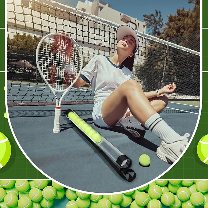 Lenwen 2 Pack Tennis Ball Tube Pickup, Fits 15 Tennis Ball with Shoulder Strap, Lightweight Collector Holder Picker Grabber Retriever Tube Carrier for Players, Coaches & Instructors