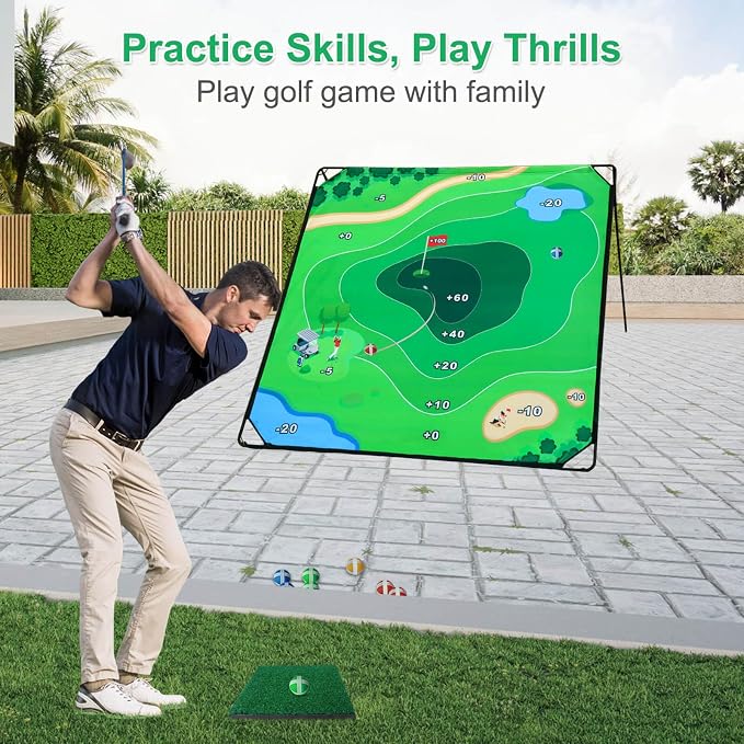 Golf Chipping Game Set, 71"x71" Golf Game for Battle Outdoor, Chipping Pong for Backyard with Sticky Balls & Storage Bag