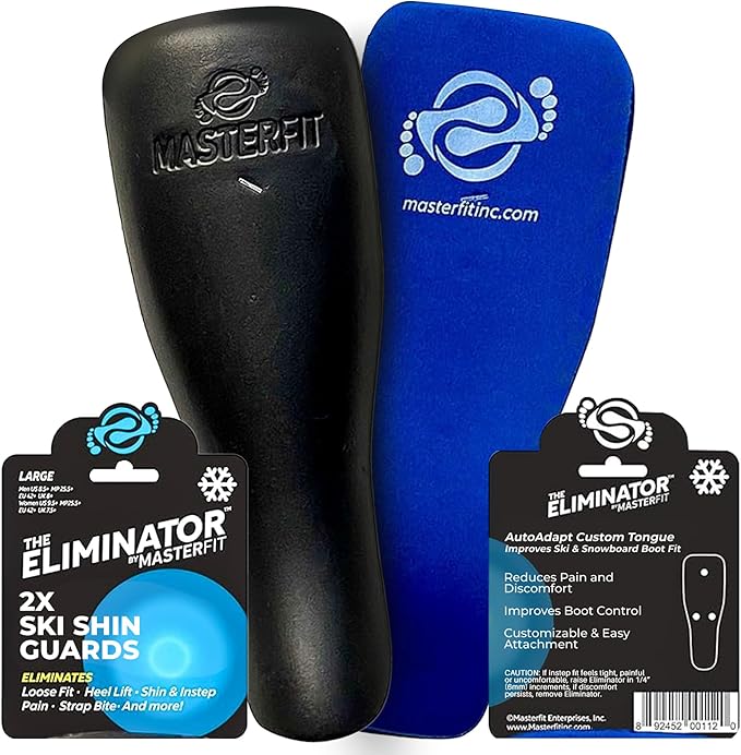 The Eliminator Ski Shin Guards for Skiing, Adult Ski Shin Guards for Skis and Snowboard Boots, Foam Pads to Reduce Discomfort, Boot Volume Reducer & Protector for Men & Women