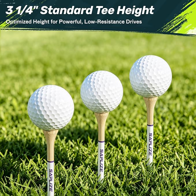 SAPLIZE Father’s Day Golf Gift for Dad – 4/10 Pack (80/200pcs, 3 1/4'') Bamboo Golf Tees Set, Gift-Ready Packaging, Funny Golf Accessories for Men, Golf Lovers & Weekend Players