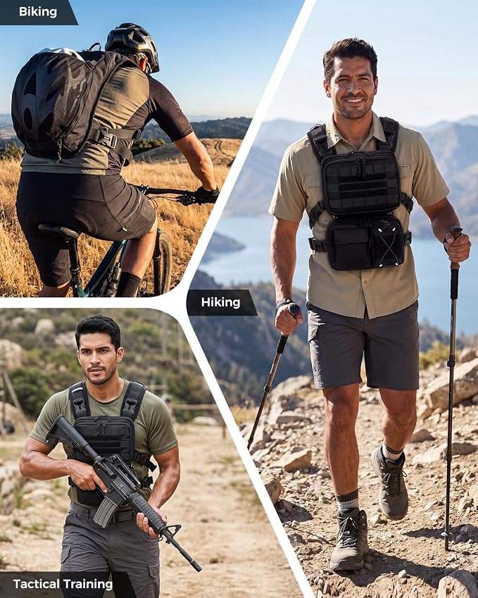 Blue Quartz 3-in-1 Running Vest with 2L Water Bladder, Lightweight Tactical Hydration Backpack with Detachable Waist Pack, Reflective Chest Pack for Hiking Running Cycling Race for Women Men