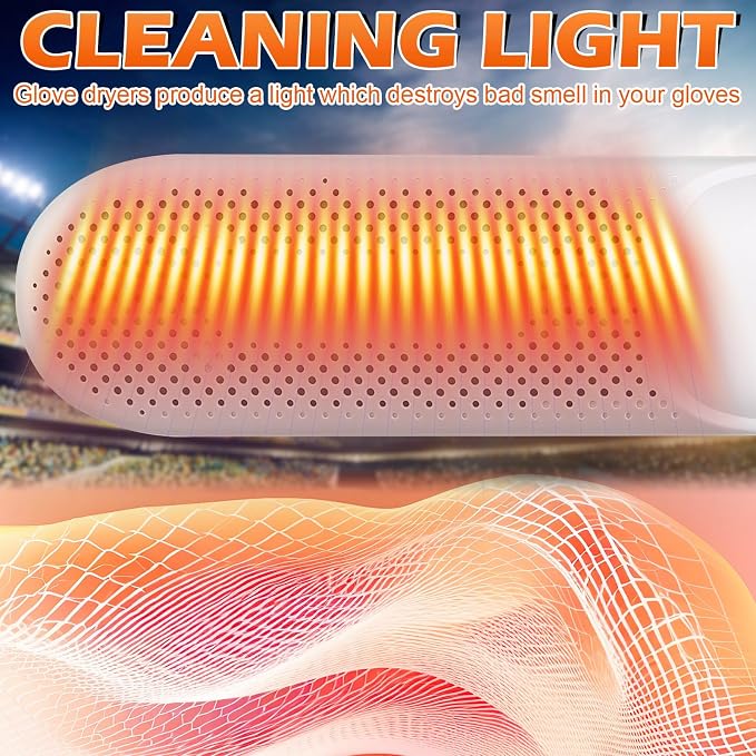 Tujoe Batting Glove Dryer Cleaner and Odor Eliminator Deodorizer Inserts with Thermal Heating and Timer for Baseball Softball Football Golf, Effectively Eliminates Odors