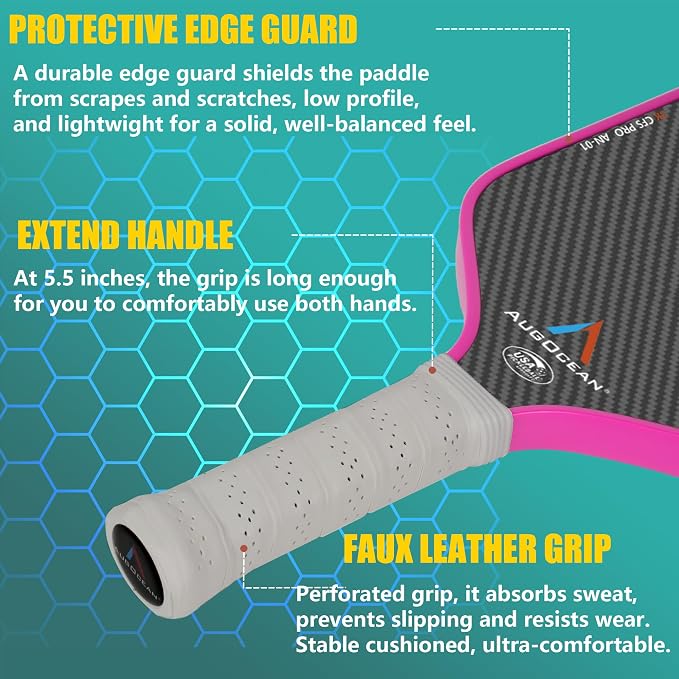 Pickleball Paddle,Pickleball Paddles-3K Raw Carbon Fiber Pickle Ball Paddle Surface with Great Grit & Spin,T700 Pickleball Racket with Excellent Power,Control and Balance,USAPA Approved