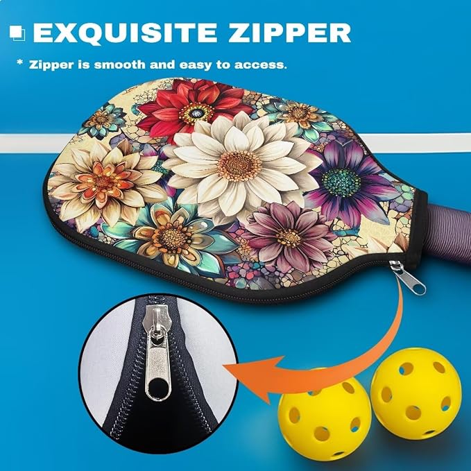 Pickleball Paddle Covers, Fits Standard Pickleball Racquets, Durable Zippered Paddle Cover Universal 8.6 x 11.4Inch