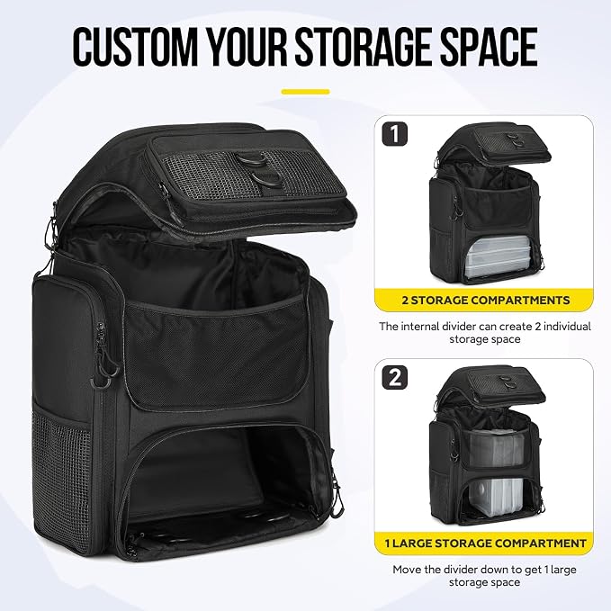 Fishing Backpack with Rod Holder, Durable Waterproof Fishing Bag, 42L Large Capacity Tackle Box Backpack (Black)