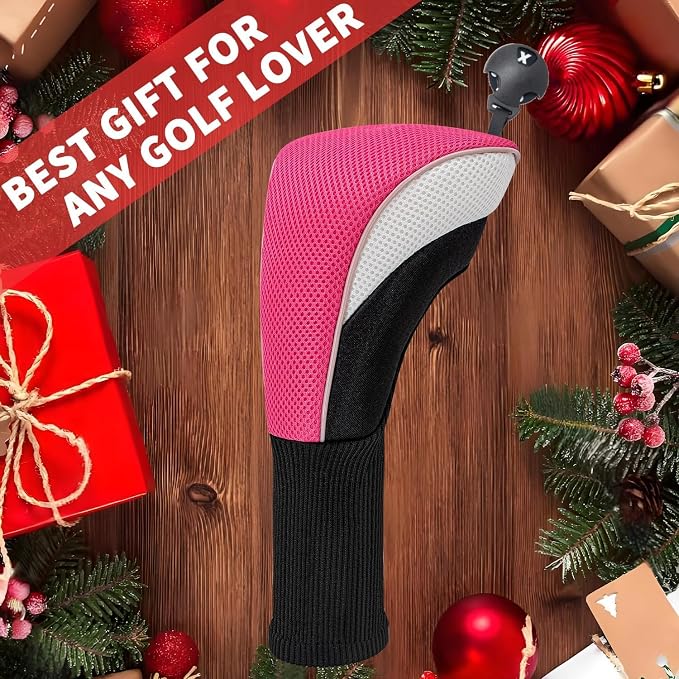 Golf Club Head Covers for Woods 3/4/5/6 Pieces Long Neck Mesh Sports Golf Club Headcovers Set with Interchangeable No. Tags 3 4 5 6 7 X Golf Accessories for Men Women