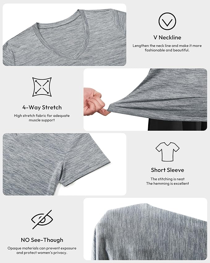 BALENNZ Workout Shirts for Women, Moisture Wicking Quick Dry Active Athletic Women's Gym Performance T Shirts