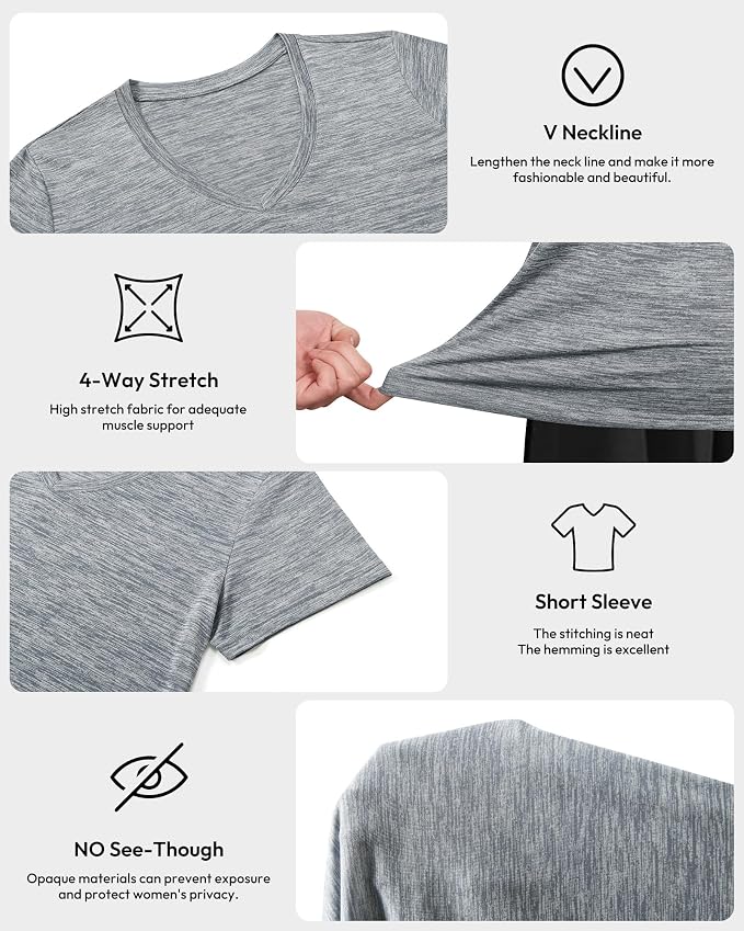 BALENNZ Workout Shirts for Women, Moisture Wicking Quick Dry Active Athletic Women's Gym Performance T Shirts