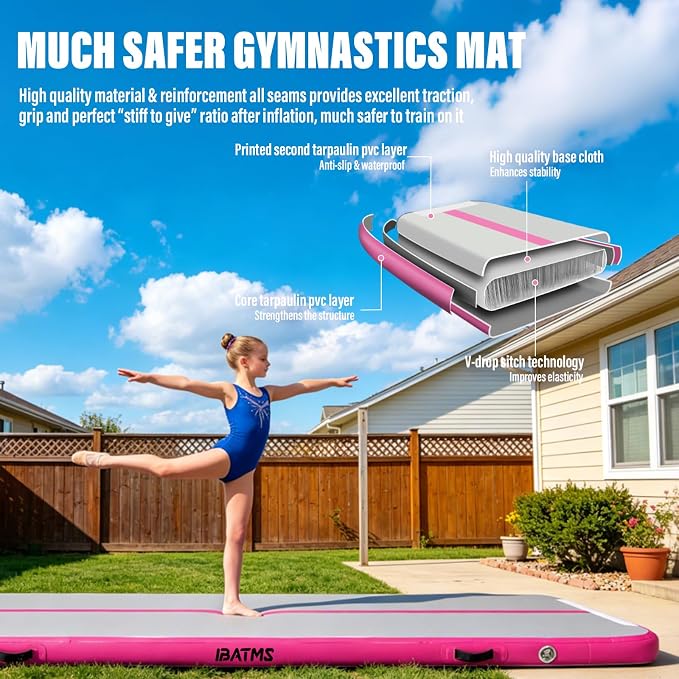 IBATMS Air Tumbling Mat Track 10/13/16/20ft, Inflatable Gymnastics Mat