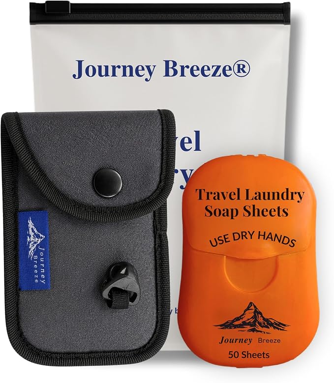 Travel Laundry Detergent Sheets and Travel Clothesline – Laundry Detergent Sheets 50-Count + Portable Clothesline for Hotels, Cruises & Camping, Compact Sink Laundry Set for Trips & Small Spaces