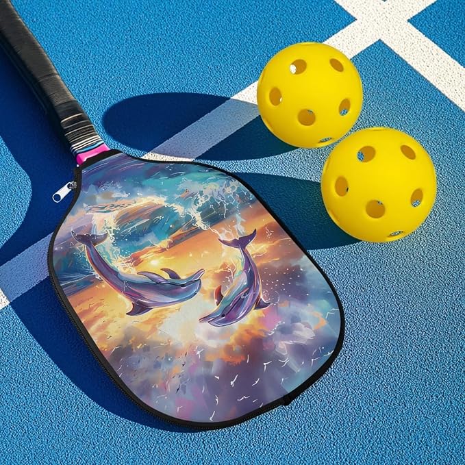 Dolphin 1 Pcs Pickle Ball Racket Case with Zipper Design Universal Pickleball Racket Cover Pickleball Accessories for Protective Paddle Covers Paddle Gifts for Sports Lovers