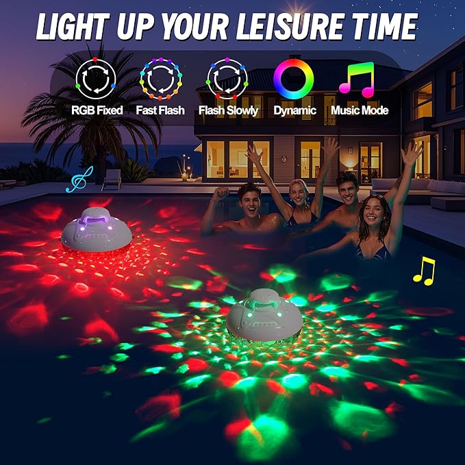 KingSom 3 in 1 Bluetooth Pool Speaker with Pool Fountain Light, Floating Pool Speaker for Pool, IP68 Waterproof Hot Tub Speakers, Loud Sound, BT5.4,24H Playtime Pool Water Fountain, White