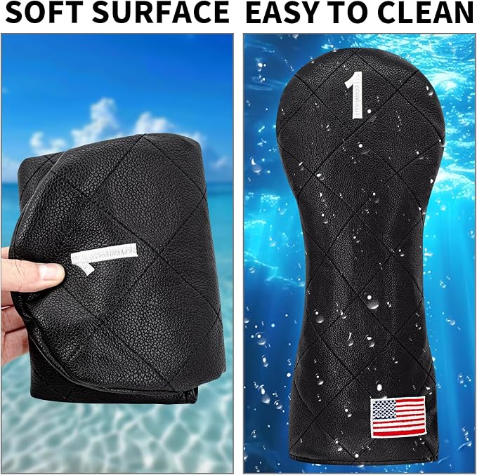 Golf Club Covers for Driver, Fairway, Hybrids - 3 Options - Golf Driver Headcover/Golf Fairway Wood Head Cover/Hybrid Headcover for Men/Women Golfer
