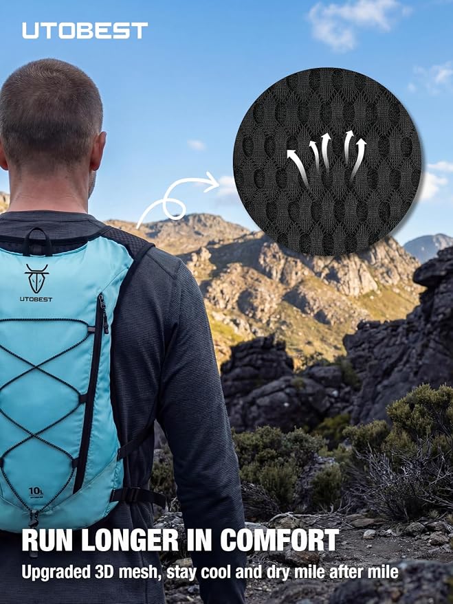 UTOBEST 10L Running Hydration Vest with 2L Bladder – Lightweight Trail Running Vest for Women & Men, Adjustable Marathon Backpack for Running