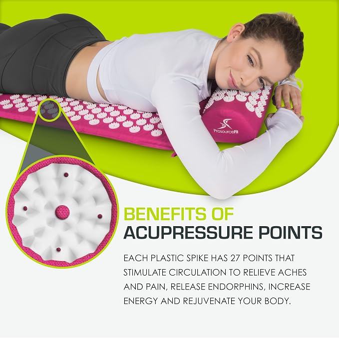 ProsourceFit Acupressure Mat and Pillow Set for Back/Neck Pain Relief and Muscle Relaxation