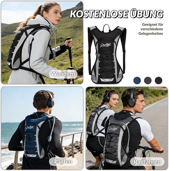 Runlight Lightweight Hydration Backpack,Running Vest for Women Men with 1.5L Water Bladder, Hydro Water Daypack for Running,Hiking,Cycling,Climbing,Biking