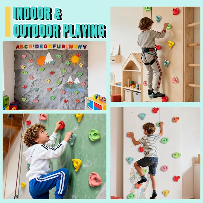 30 PCS Large Rock Climbing Holds for Kids, Extra Large Climbing Rock Wall Grips, Adult Rock Wall Holds Climbing Kit with Hardware for Indoor and Outdoor Climbing Holds（Pastel Color）