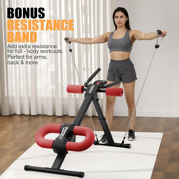 Abdominal Trainers - Adjustable Ab Trainer Machine, Foldable Abdominal Workout Equipment with Knee Protection - Home Gym Core Strength Trainer for Men & Women