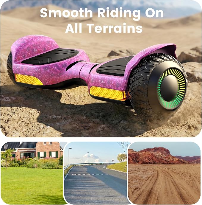 Gyroor Self Balancing Scooter New G13 All Terrain Balancing Scooter with LED Lights, Self Balancing Off Road with Bluetooth for Kids ages 6-12 and Adults-Galaxy Purple