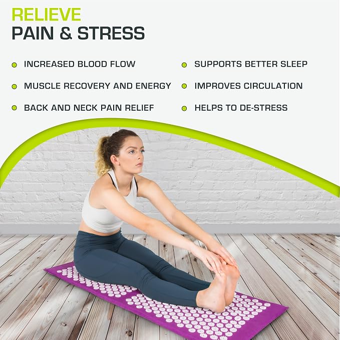 ProsourceFit Acupressure Mat and Pillow Set for Back/Neck Pain Relief and Muscle Relaxation