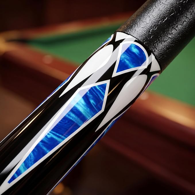 Tai ba cues 2-Piece Pool cue Stick + Hard Case, 13mm Tip, 58", Hardwood Canadian Maple Professional Billiard Pool Cue Stick 18,19,20,21,22 Oz Pool Stick (Selectable)-Blue, Black, Red, Gray, Green