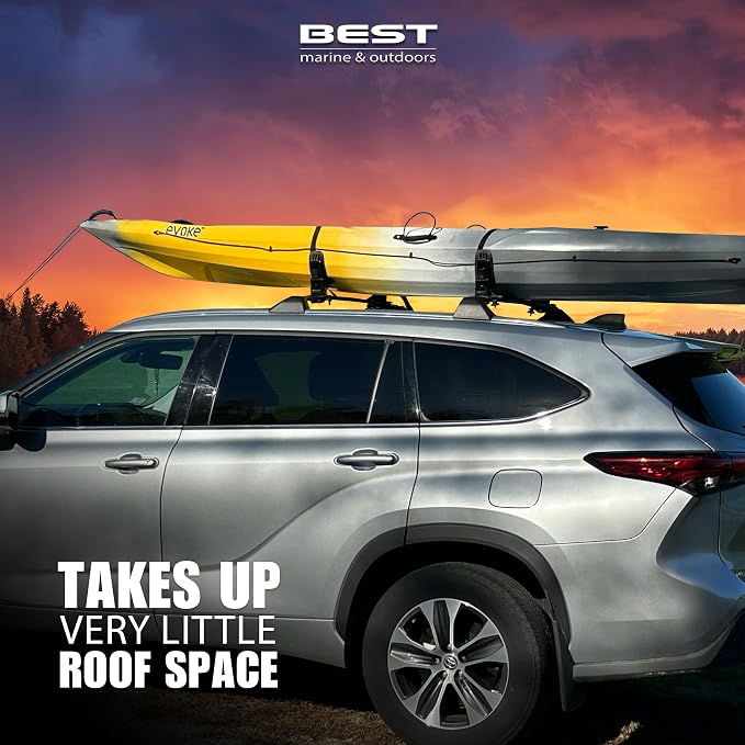 Best Marine and Outdoors Kayak Roof Rack Saddles, Universal Carrier Cradles for Kayaks & Canoes, Rooftop Mounts for Cars, Trucks & SUV Crossbars and Rails, Car Top Mount Accessories