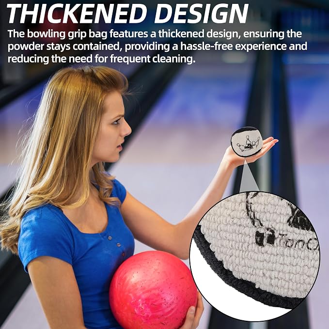 TonGass Microfiber Ultra Dry Bowling Grip Ball, Microfiber Bowling Grip Bags, Bowlings Powder Bag for Hands Use - Black & Grey