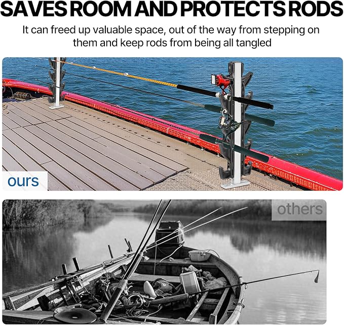 Fishing Rod Holder for Boat, Crappie Rod Holder for Transportation & Storage，Heavy Duty Angler Accessory for Fishing Boat & Pontoon boat (8 Rod)
