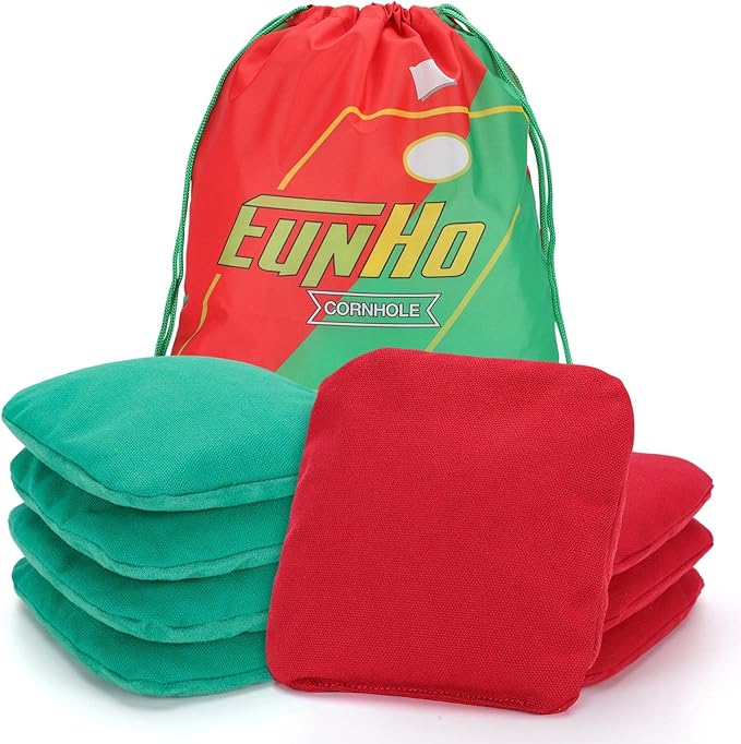 EunHo Regulation Cornhole Bags Set of 8 - Dual Sided Slick and Stick Cornhole Bean Bags for Tossing Game Professional All Weather Pro Corn Hole Bags with Tote Bag