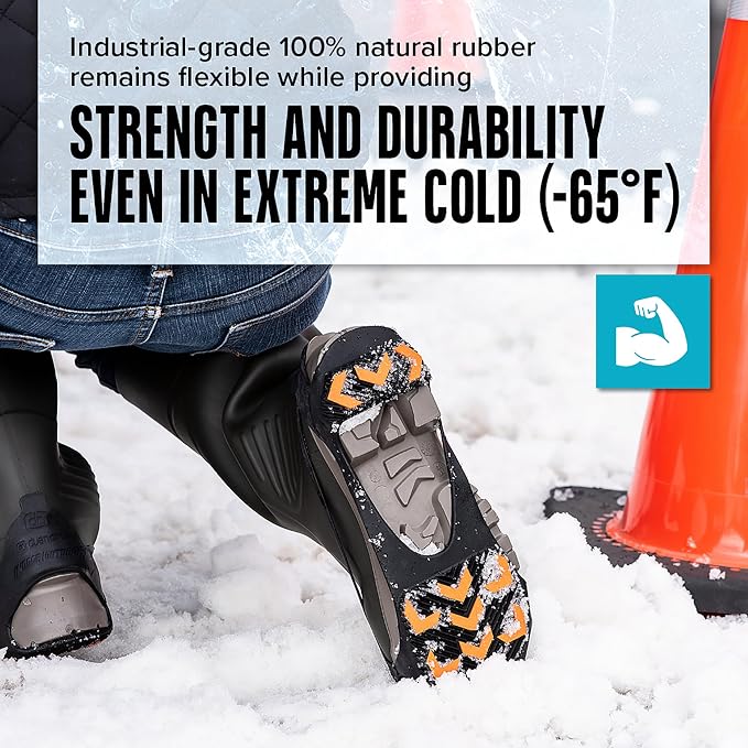Due North GripPro Spikeless Footwear Traction Aids for Men and Women - for Ice and Snow - Lightweight Full-Foot Rubber Tread