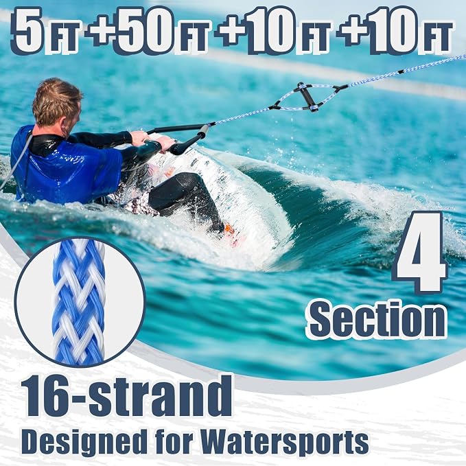 75ft Wakeboard Rope with Handle for Wakeboarding Waterskiing and Wakesurfing