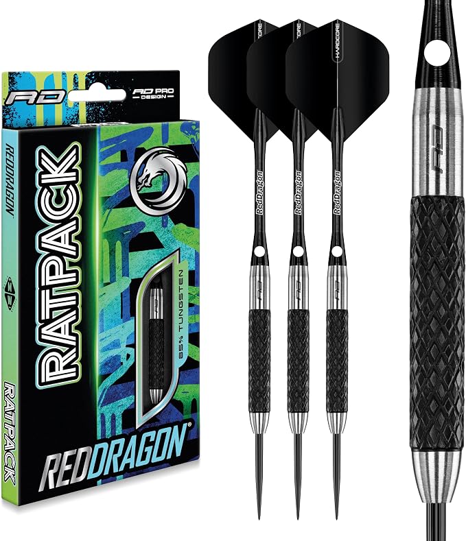 RED Dragon Rat 26g, 28g, 25g, 30g, 32g or 35g Tungsten Darts Set with Flights and Stems