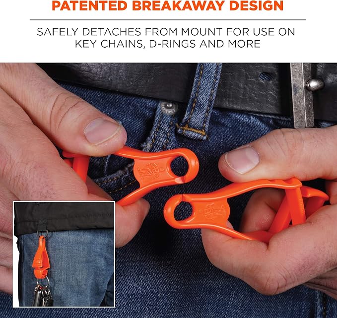 Ergodyne Squids 3400 Glove Clip Holder with Dual Clips, 100-Pack, Orange