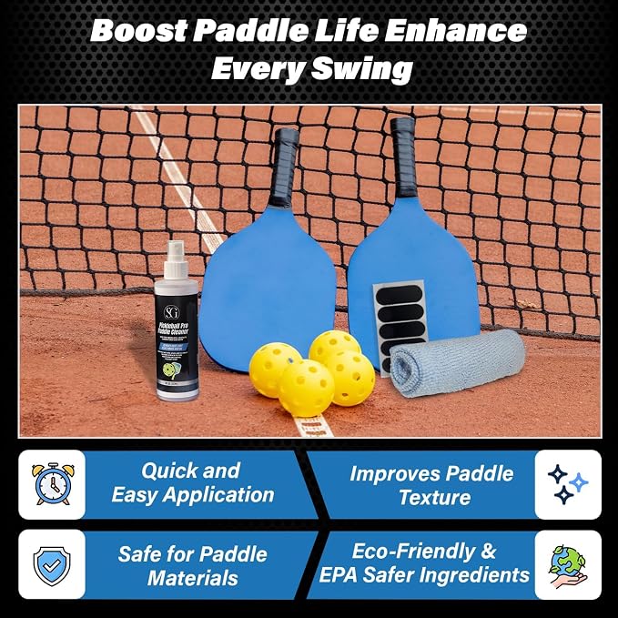 Dual-Action Cleaner Spray for Bowling Balls & Pickleball Paddles – Removes Dirt, Oil, Residue & Scuffs – EPA Safer, 8 FL Oz w/Cloth & Tape