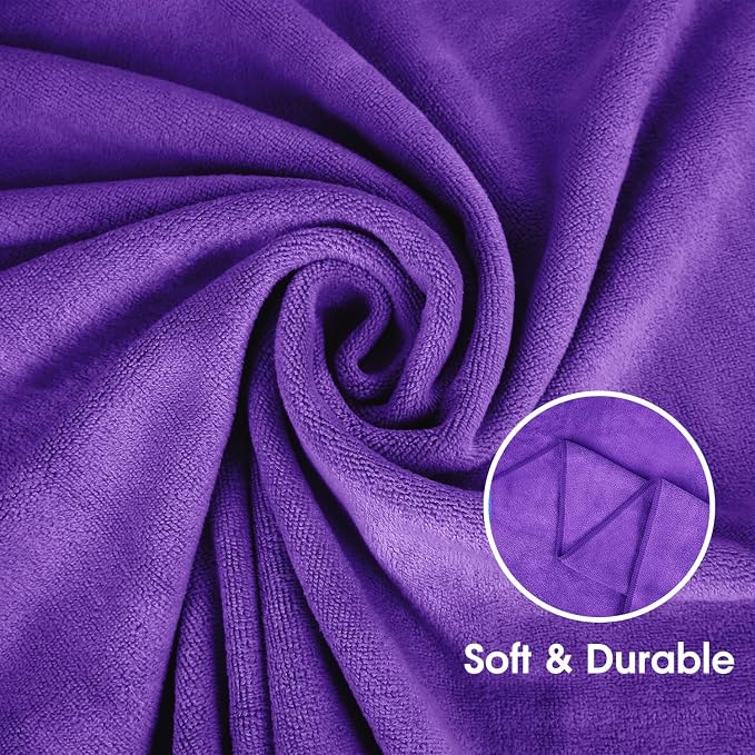 JML Bath Towel, Microfiber Bath Towels Set 4 Pack (30" x 60") - Large Size, Extra Absorbent, Quick Drying, Multipurpose as Fitness Towel, Sports Towels, Yoga Towel, Violet