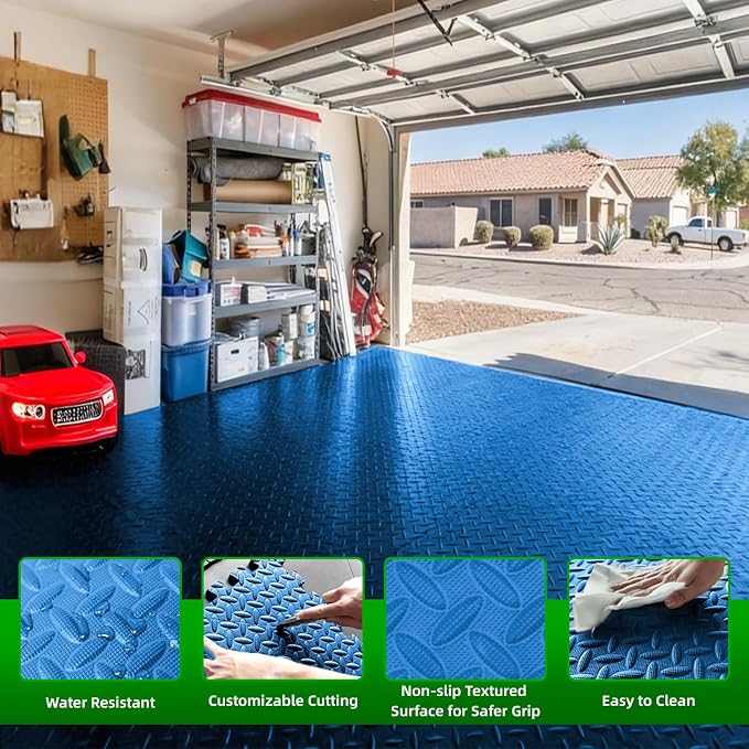 Art3d 12 Pack 24" x 24" EVA Interlocking Exercise Mats, 1/2" Thick Foam Puzzle Flooring for Workout, Gym Equipments, Training Areas, 48 Sq.FT, Blue
