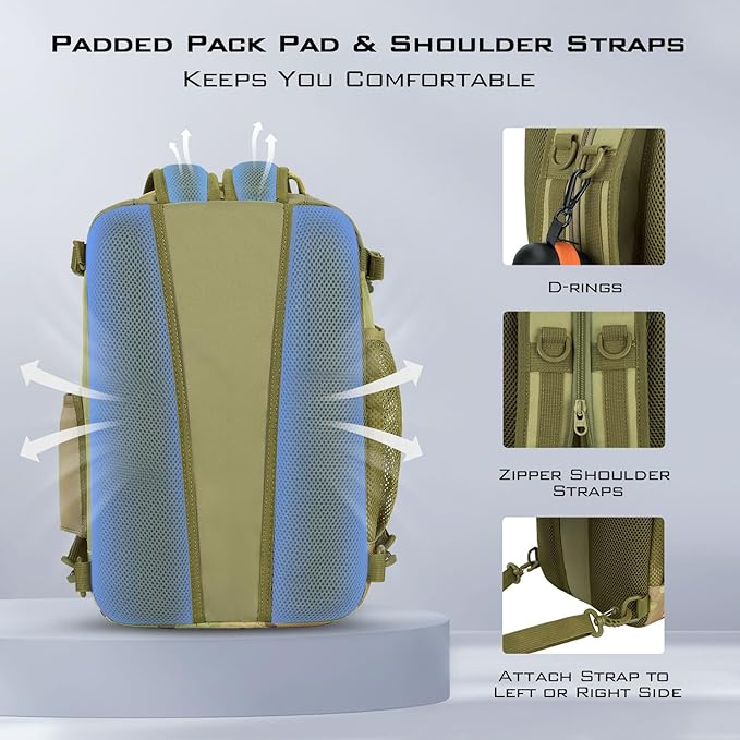 KastKing BlowBak Tactical Sling Tackle Bag-Lightweight Fishing Backpack Storge Fishing Gear and Equipment,Gift for Men