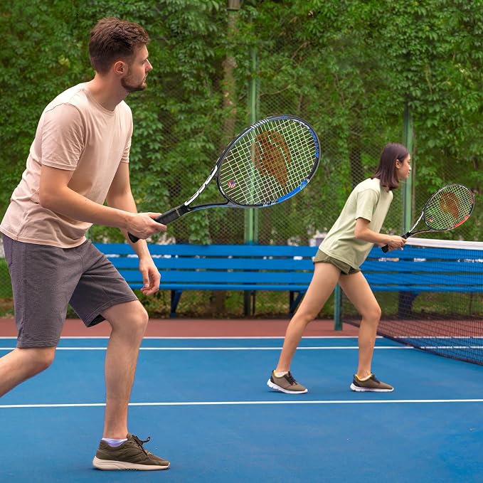Adult 2 Player Tennis Racket Perfect for Beginner and Professional Players, 27” Speed Tennis Racquet Include Tennis Balls, Overgrips, Tennis Bag, Vibration Dampe, Cover