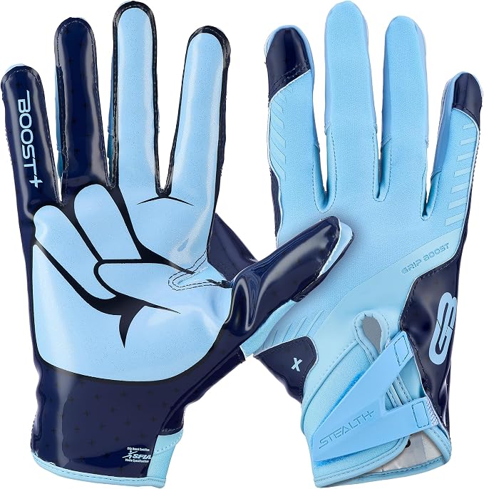 Grip Boost Football Gloves - Peace Stealth 6.0 Boost Plus Sticky Technology - Adult and Youth Football Gloves for Wide Receiver - Men's and Boys Sizes