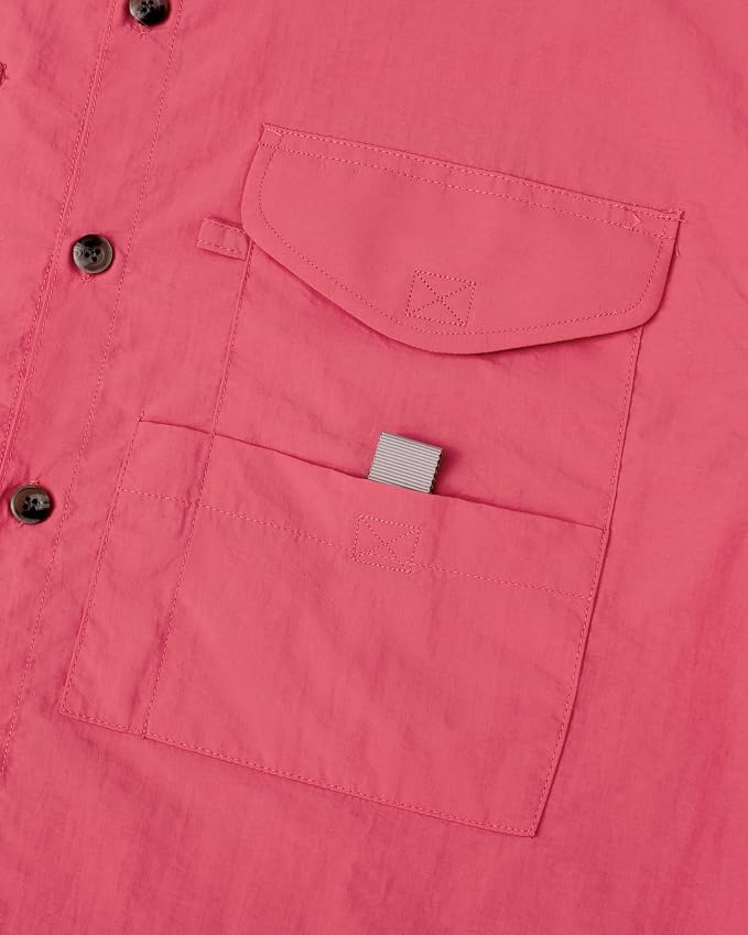 Alimens & Gentle Short Sleeve Fishing Shirt Wicking Fabric Sun Protection Casual Button Down Shirts
