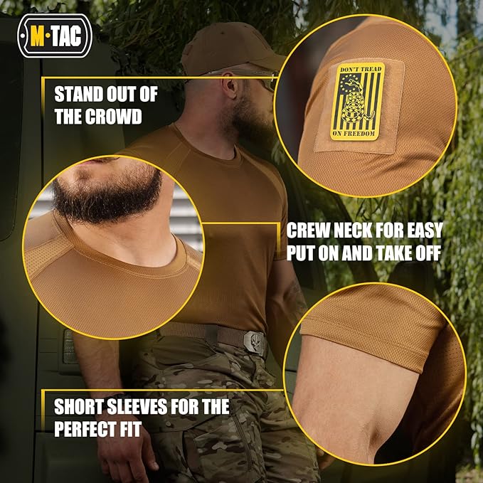 M-Tac Athletic Tactical T-Shirt Gen.2 - Breathable Polyester Military T-Shirt with Patch Panels on Short Sleeves for Men