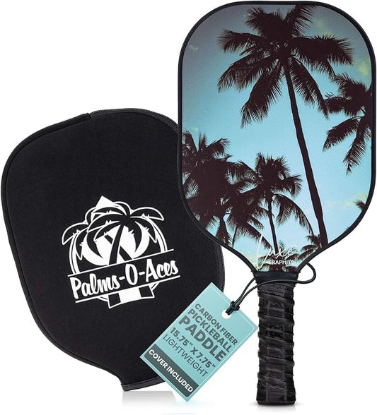 Palms-O-Aces Carbon Fiber Pickleball Paddle – USAPA Approved 16mm T700 Graphite Paddle with Textured Spin Surface | Lightweight Carbon Fiber Pickleball Paddles & Racket | Includes Paddle Cover