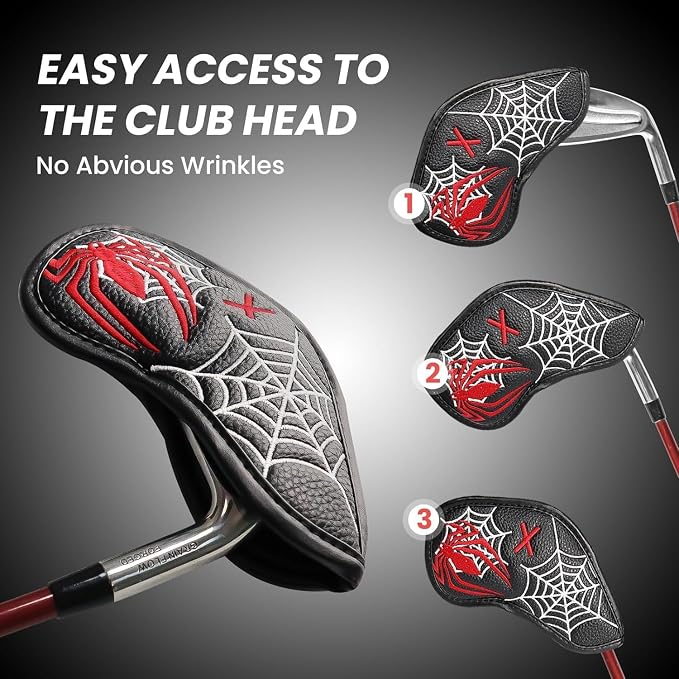 Golf Club Covers Iron Value 12 Pack Stylish Synthetic Leather Headcover, Embroidery Numbers Head Covers Universal Protector Fit Main Iron Wedge Clubs, Accessories Travel for Men Women