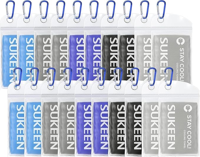 Sukeen Cooling Towel 20 Pack (40"x12") Ice Towel,Bulk Breathable Chilly Twoles,Microfiber Towel for Neck Face for Yoga,Sport,Running,Gym,Workout,Camping,Fitness,Travel & More Activities