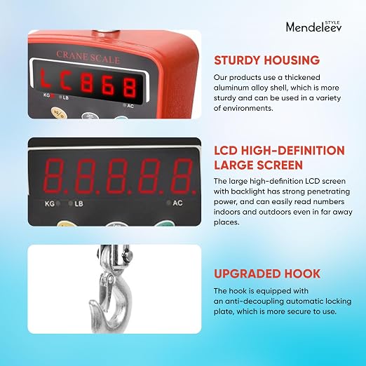 Hanging Scale Handheld 2200lb/1000Kg Crane Scale Luggage Scale