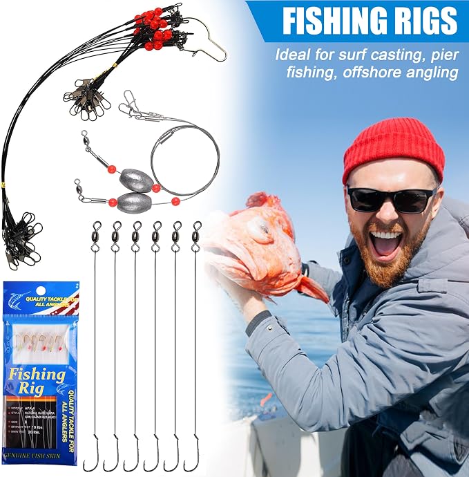 Saltwater Fishing Tackle Box, 212pcs Surf Fishing Gear Kit Saltwater Lures Bait Rigs Bucktail Jigs Spoon Crankbait Pyramid Sinkers Hooks Swivels, Perfect Fishermen Gifts