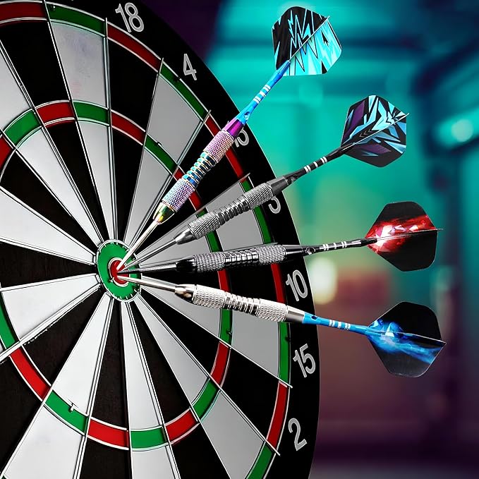 WINSDART Darts Metal Tip Set Professional Metal Darts for Dartboard Steel Tip Darts with Nonslip Iron Barrel Aluminum Dart Shafts,Extra Flights,Dart Sharpener,Gift Box