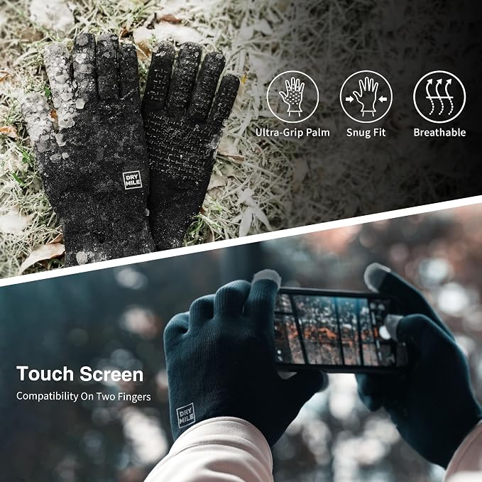 DRYMILE Alpine Waterproof Dexterity Gloves – Thermal Fleece Gloves for Men & Women – Touchscreen & Non-Slip Grip – Hiking, Skiing, Cycling, Fishing & Hunting.