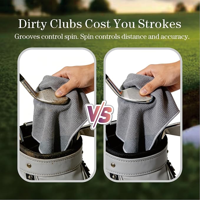 Hiker 20" x 20" Large Magnetic Golf Towel, Ultra Absorbent Microfiber Golf Towels for Golf Bags Cart Accessories with Waffle Pattern, Golf Ball Cleaner Cleaning Pocket, Brush Material