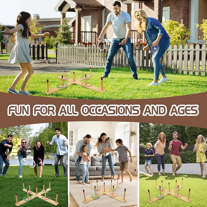 Westant Ring Toss Game Outdoor - 33" Extra Large Outdoor Games for Adults and Family, Beechwood Giant Backyard Games, Ring Toss Game for Adults and Kids with 30 Rings & Carrying Bag
